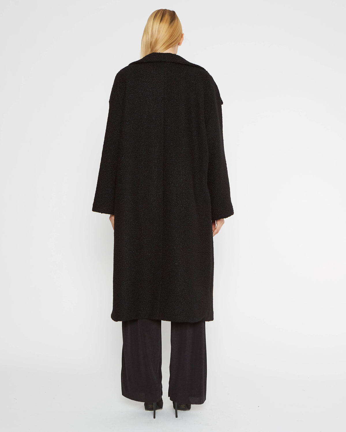 Black Boucle Overcoat