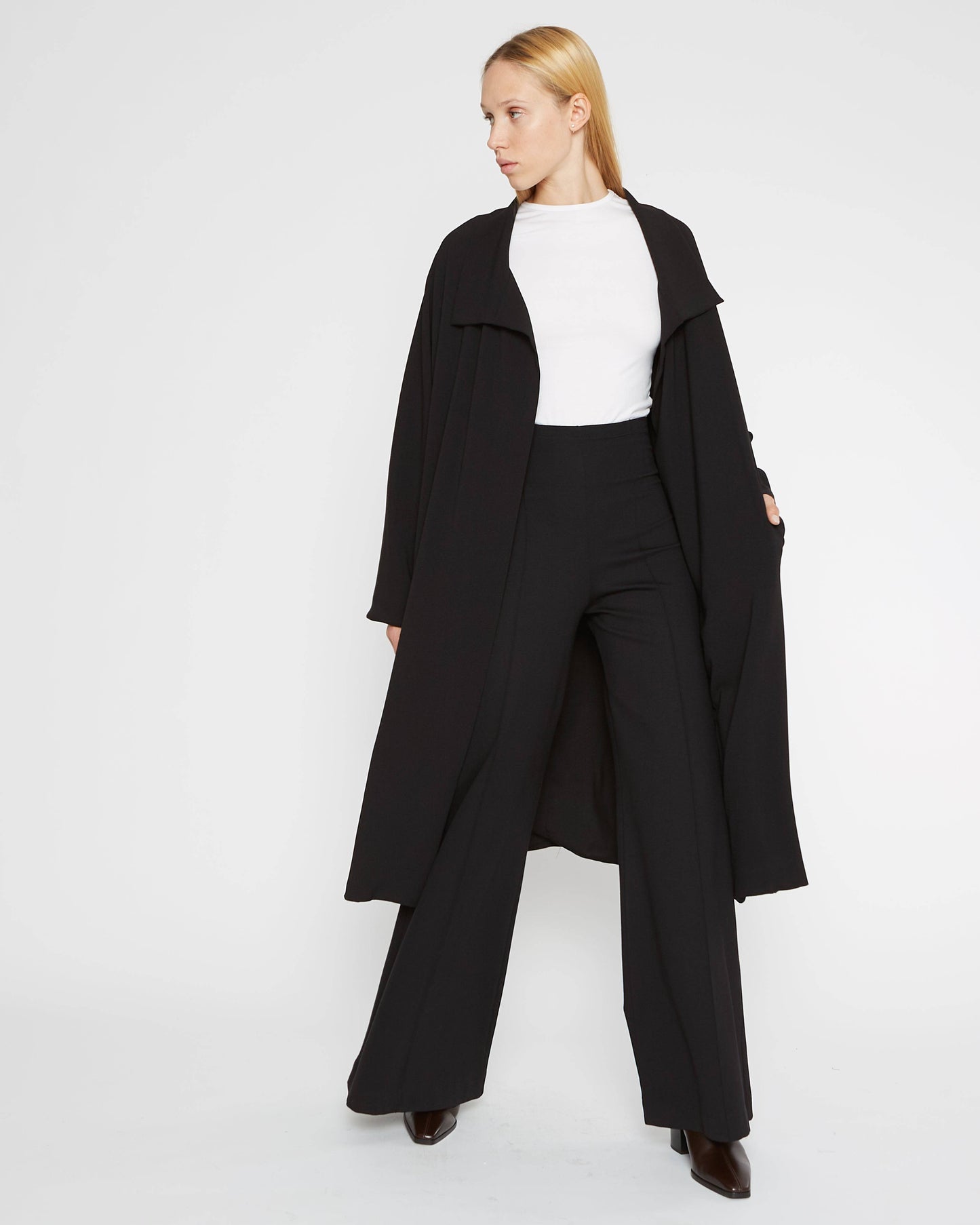 Black Crepe Overcoat