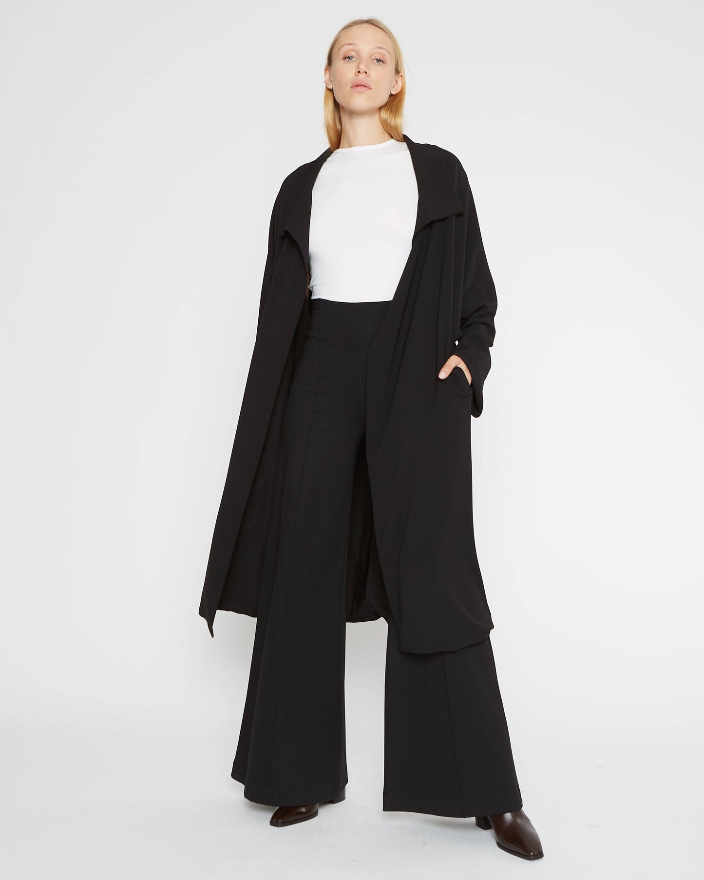 Black Crepe Overcoat