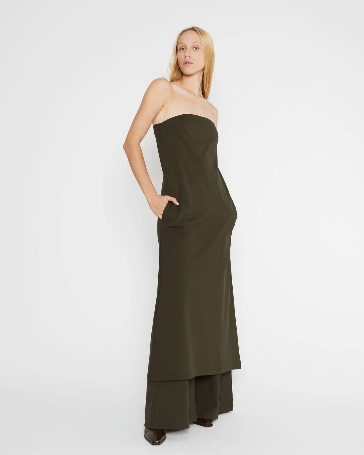 Olive Ponte Knit Perfect Dress