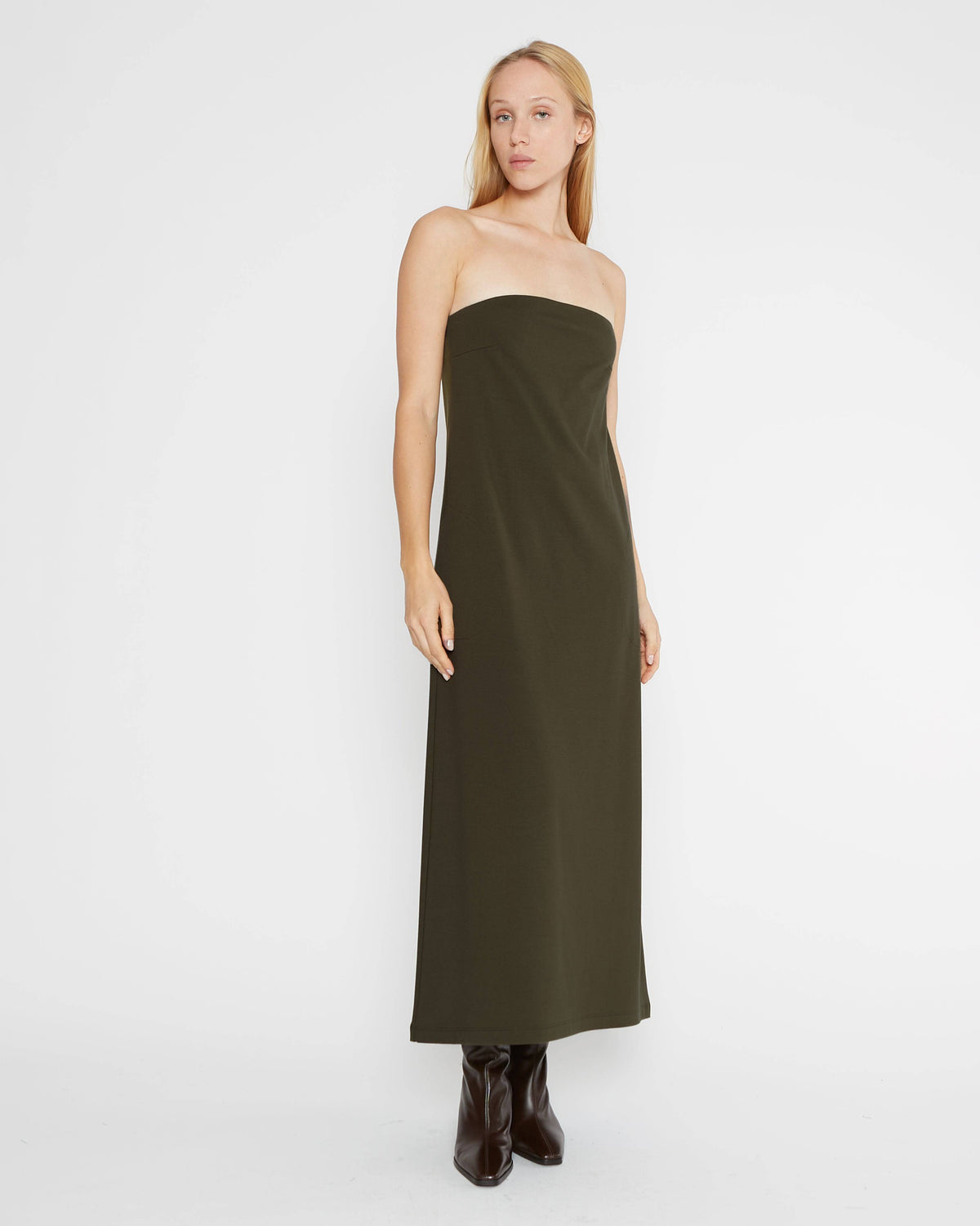 Olive Ponte Knit Perfect Dress