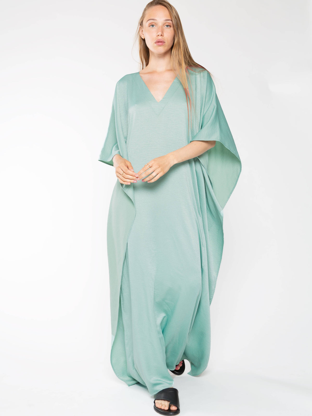 Aloe Satin Crepe Caftan