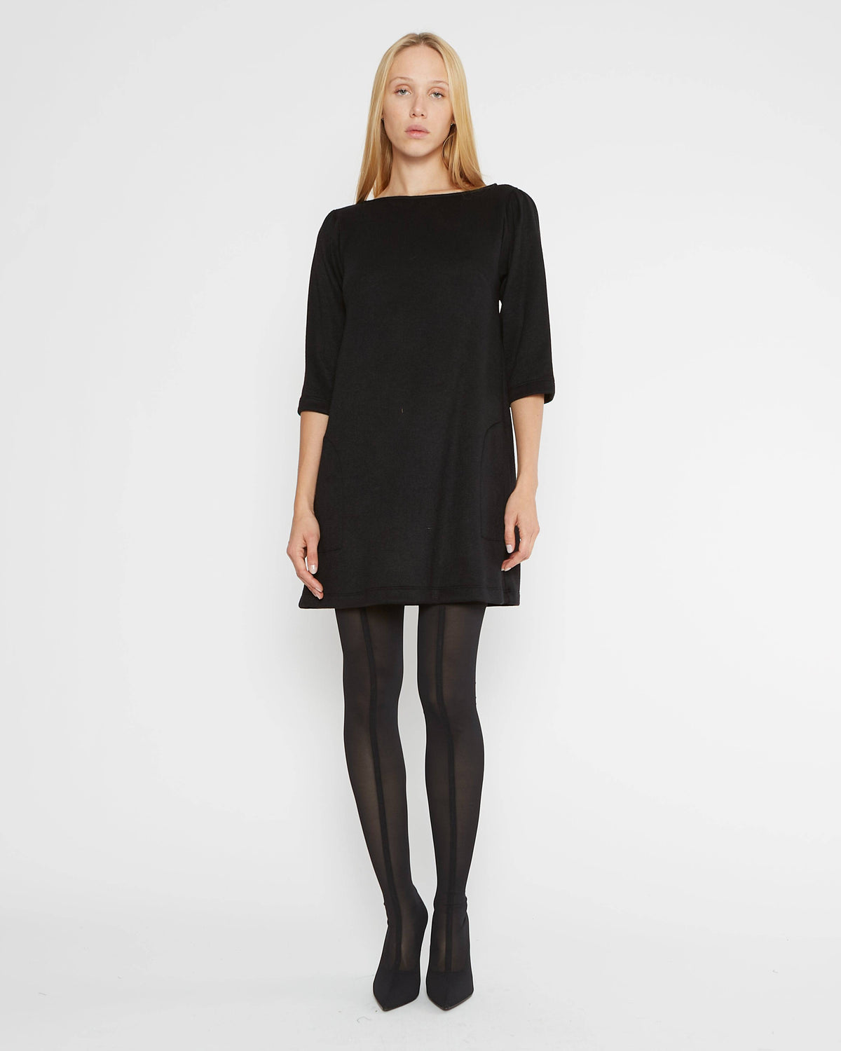 Black Sweater Knit A-Line Dress