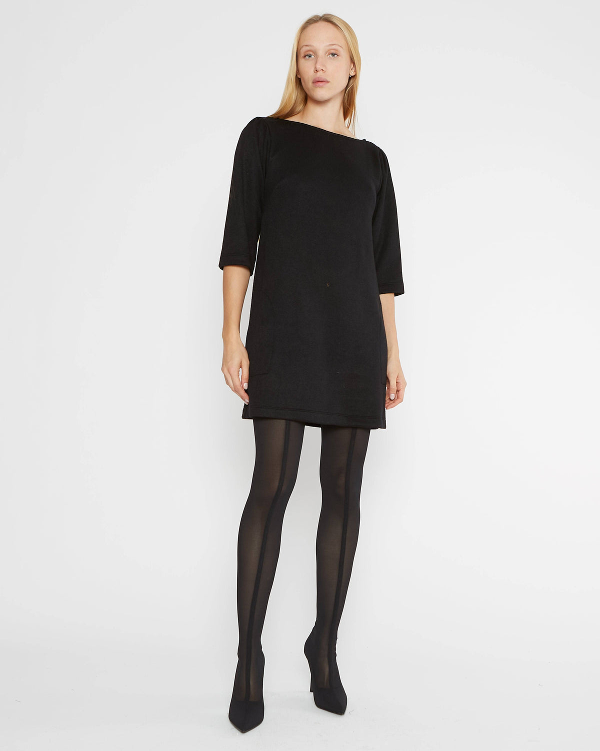 Black Sweater Knit A-Line Dress