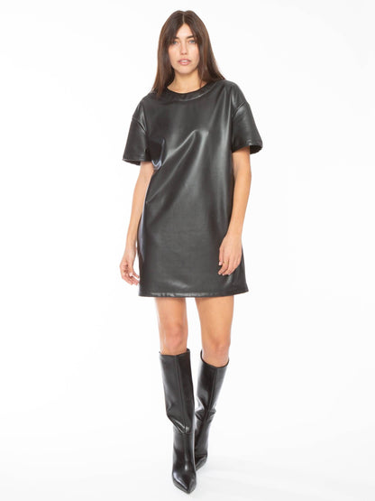 Black Vegan Leather Dress