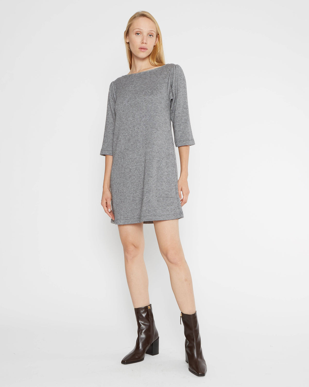 Heather Grey Sweater Knit A-Line Dress