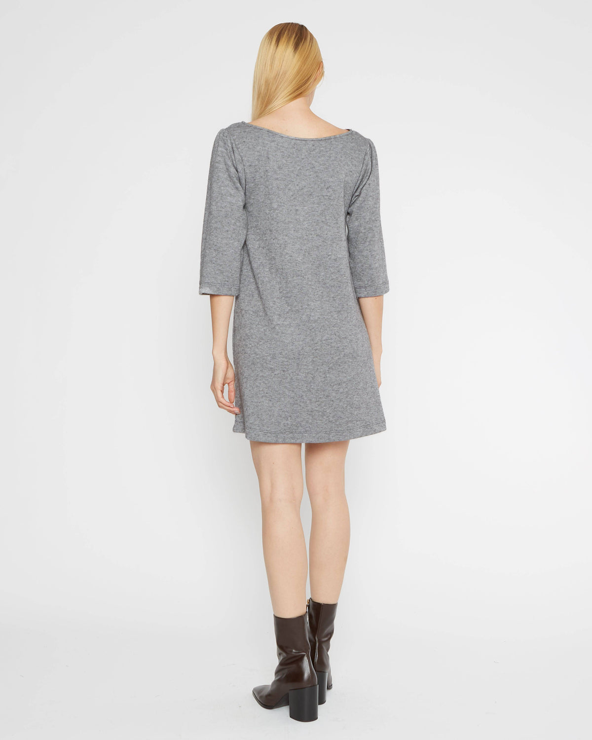 Heather Grey Sweater Knit A-Line Dress