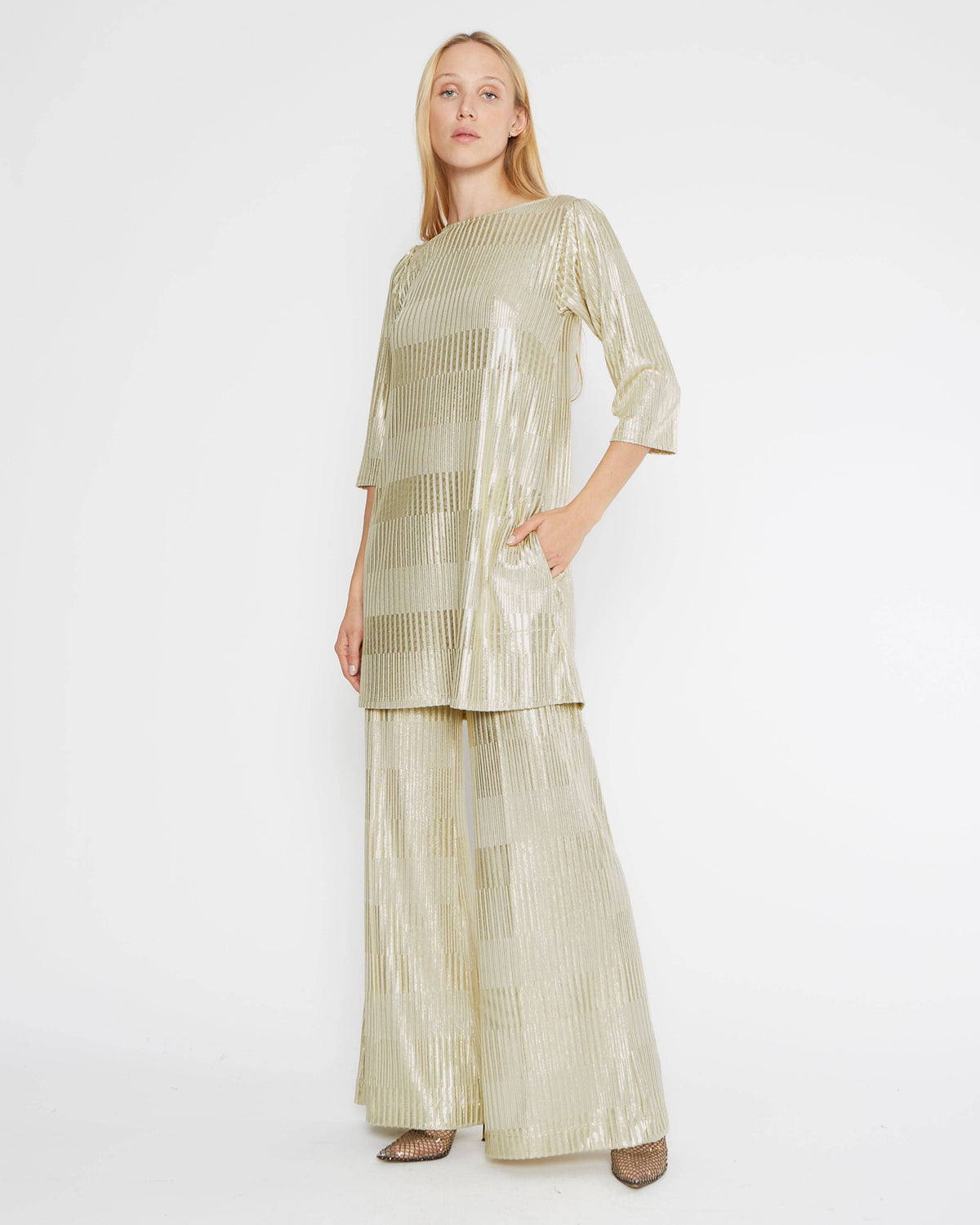 Foil Metallic A-Line Dress