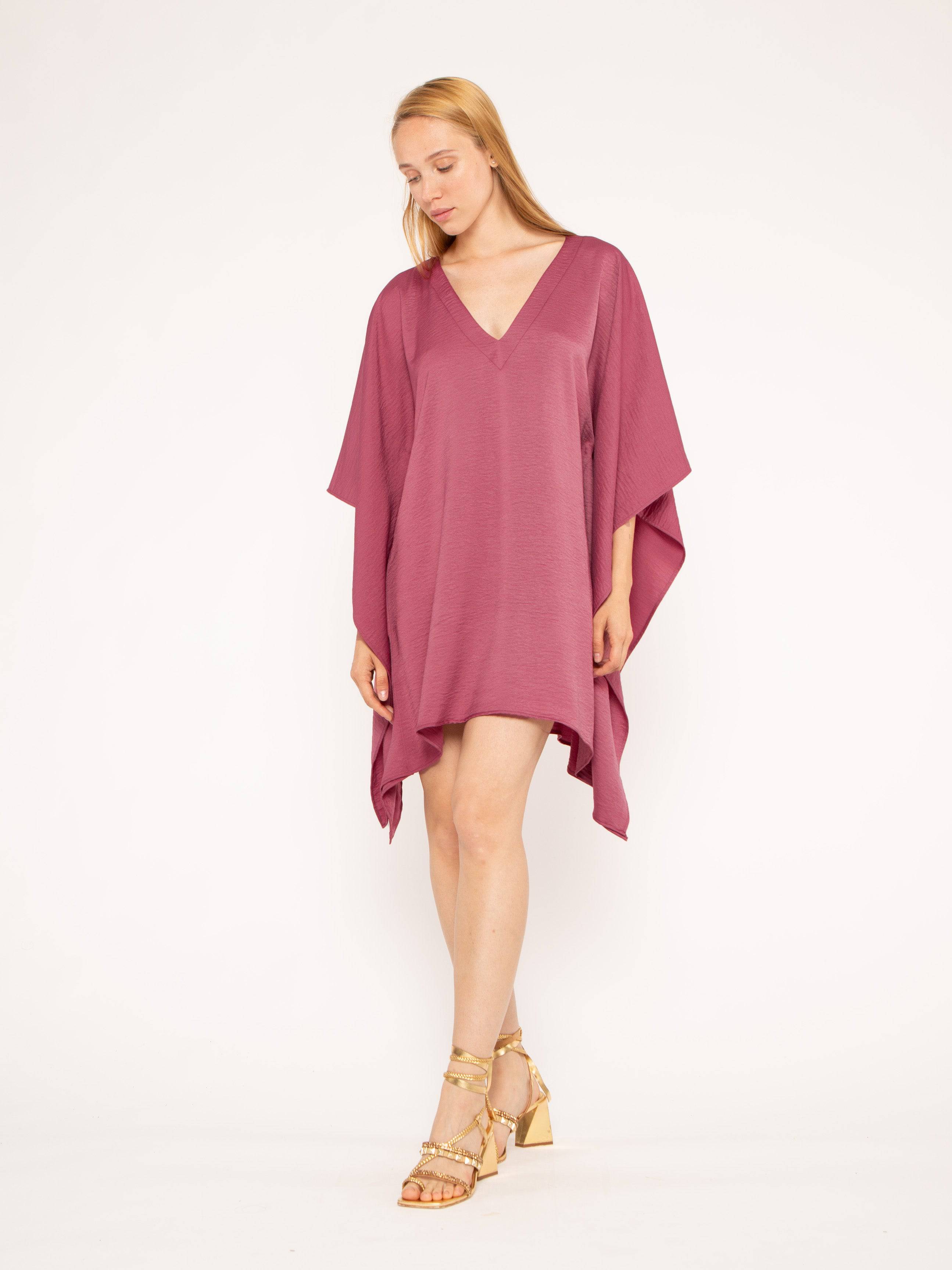 Mulberry Satin Crepe Short Caftan Ripley Rader
