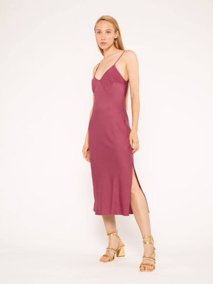 Mulberry Satin Crepe Slip Dress