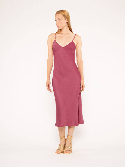 Mulberry Satin Crepe Slip Dress