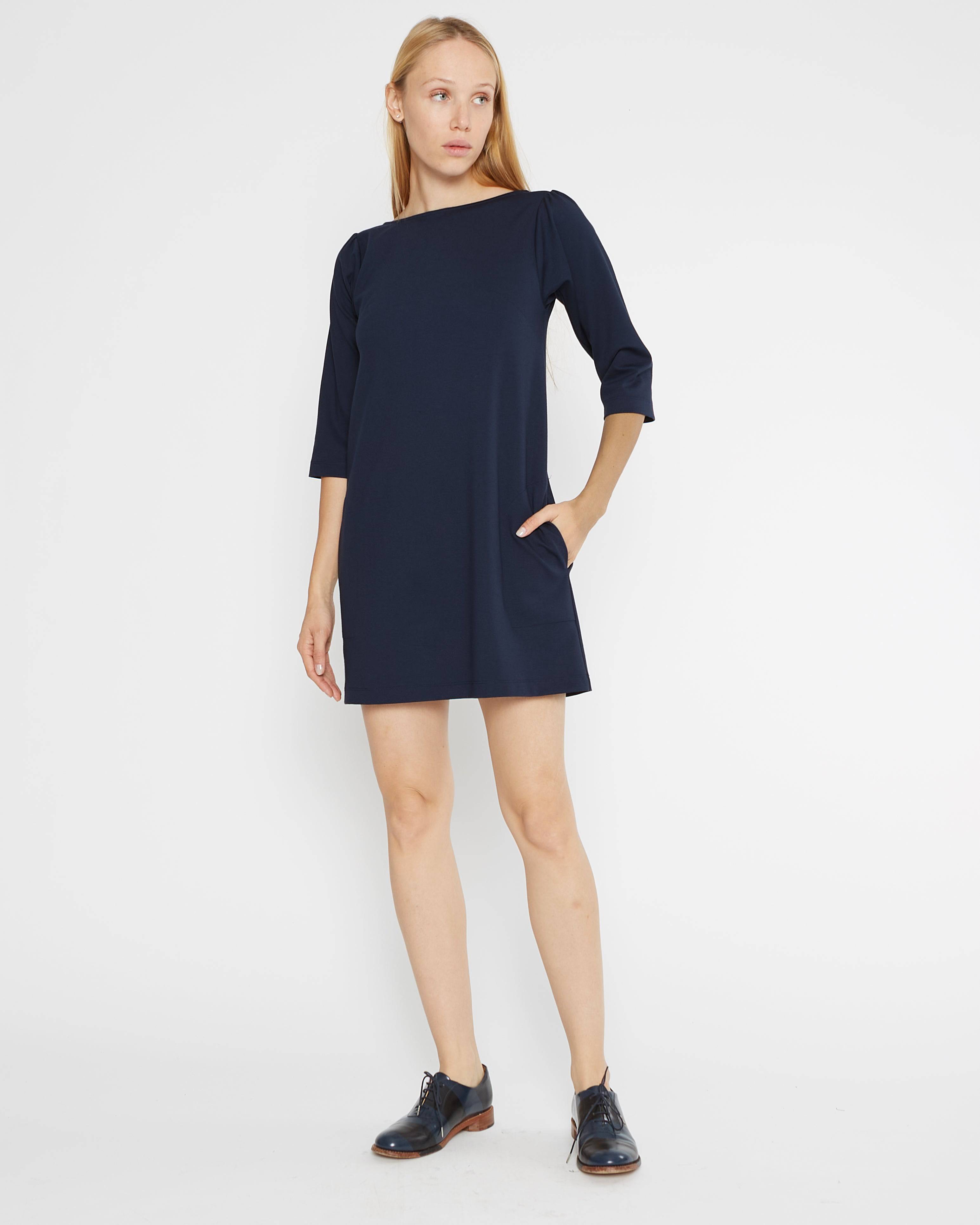 Navy Ponte Knit A Line Dress Ripley Rader