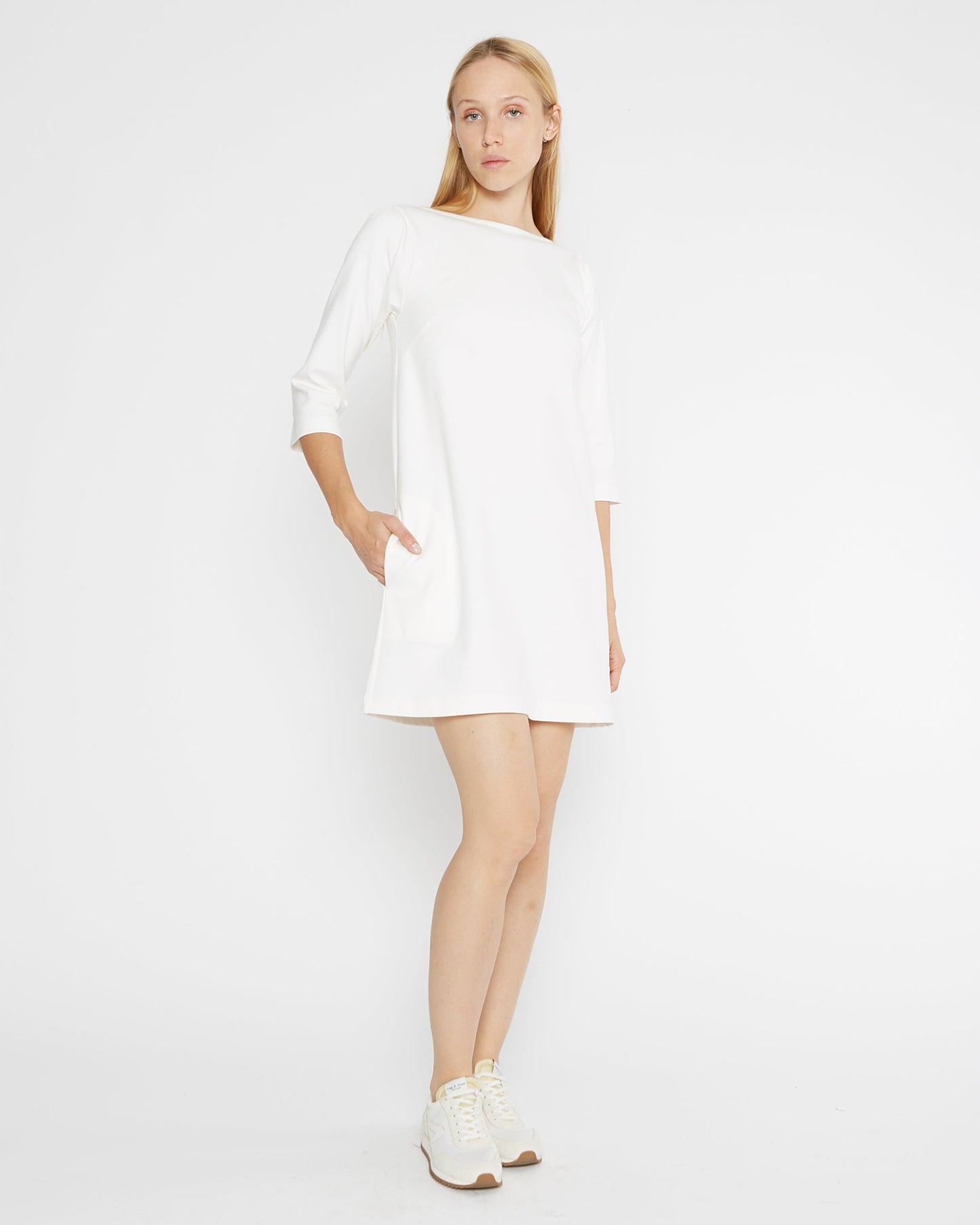 Ripley Rader | Women's Off-White Ponte Knit A-Line Dress | Off-White | Size 1+ (XL) Ripley Rader | Women's Off-White Ponte Knit A-Line Dress | Off-White | Size 1+ (XL)