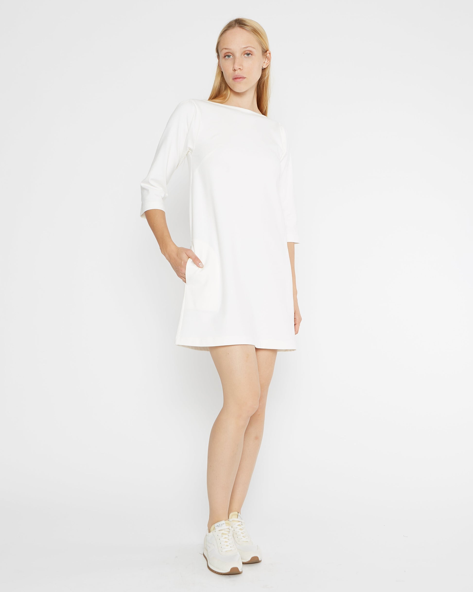 Ripley Rader | Women's Off-White Ponte Knit A-Line Dress | Off-White | Size 1+ (XL) Ripley Rader | Women's Off-White Ponte Knit A-Line Dress | Off-White | Size 1+ (XL)