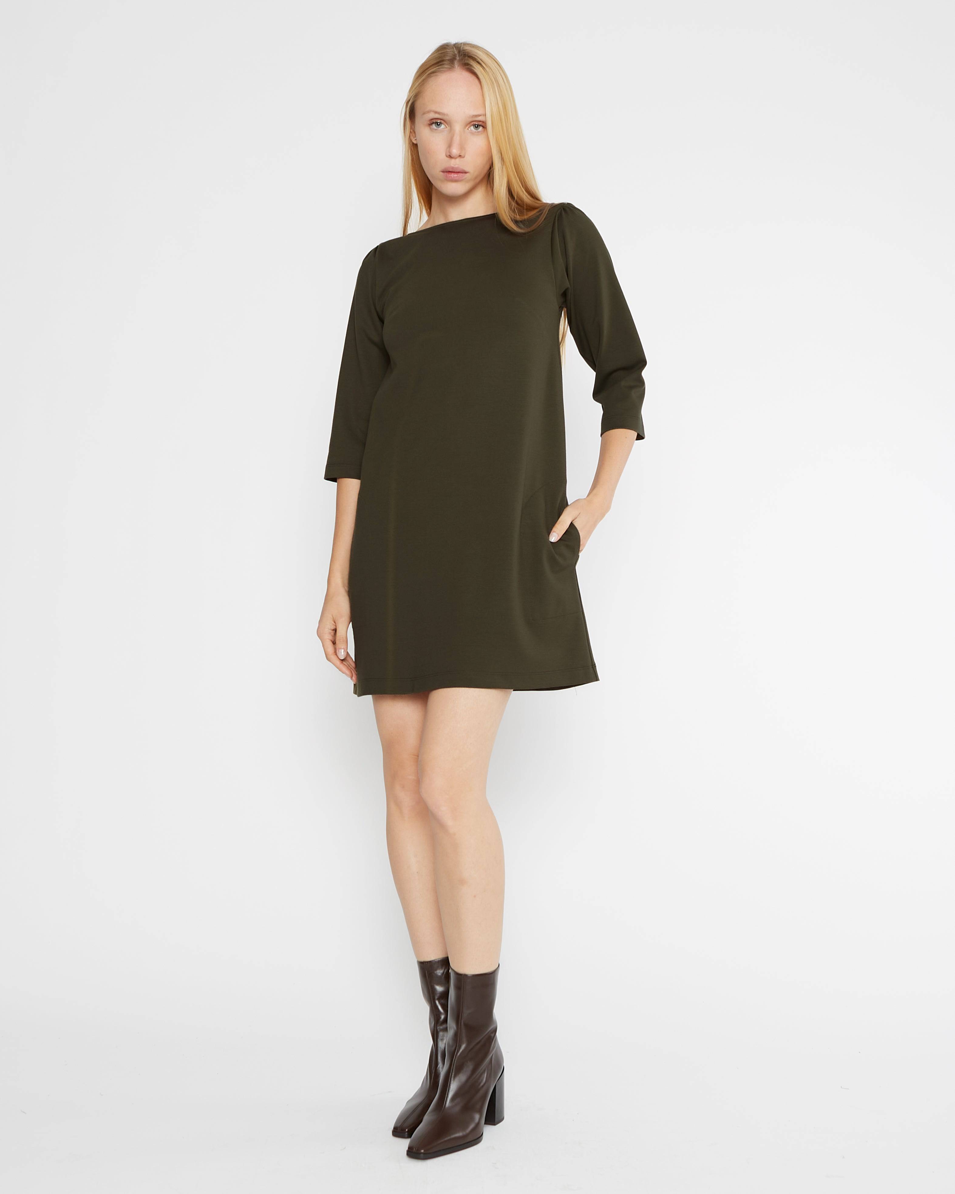 Olive Ponte Knit A Line Dress Ripley Rader