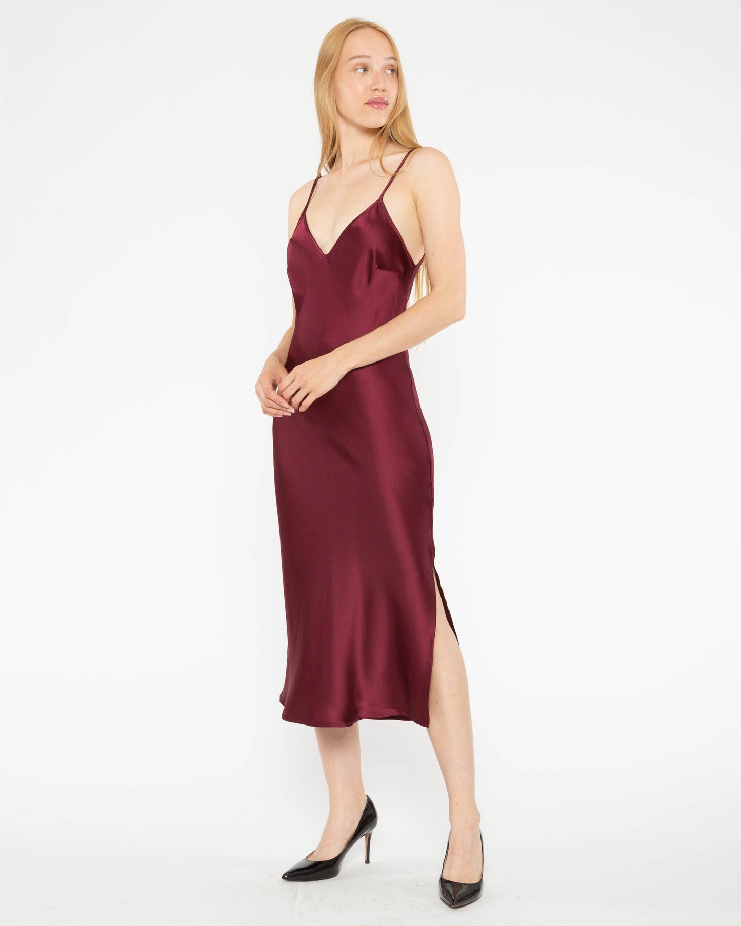 Wine Satin Slip Dress | Ripley Rader Wine Satin Slip Dress | Ripley Rader