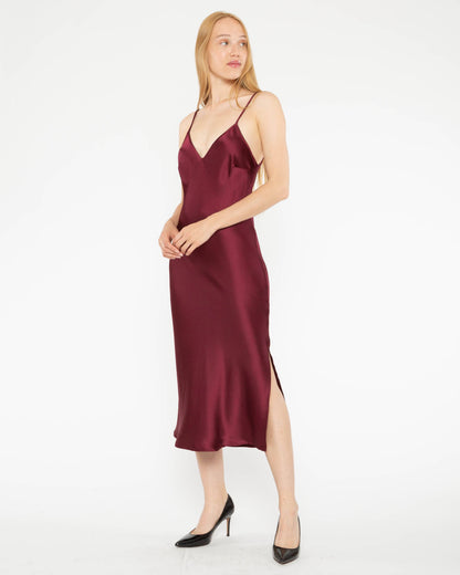 Wine Satin Slip Dress | Ripley Rader Wine Satin Slip Dress | Ripley Rader