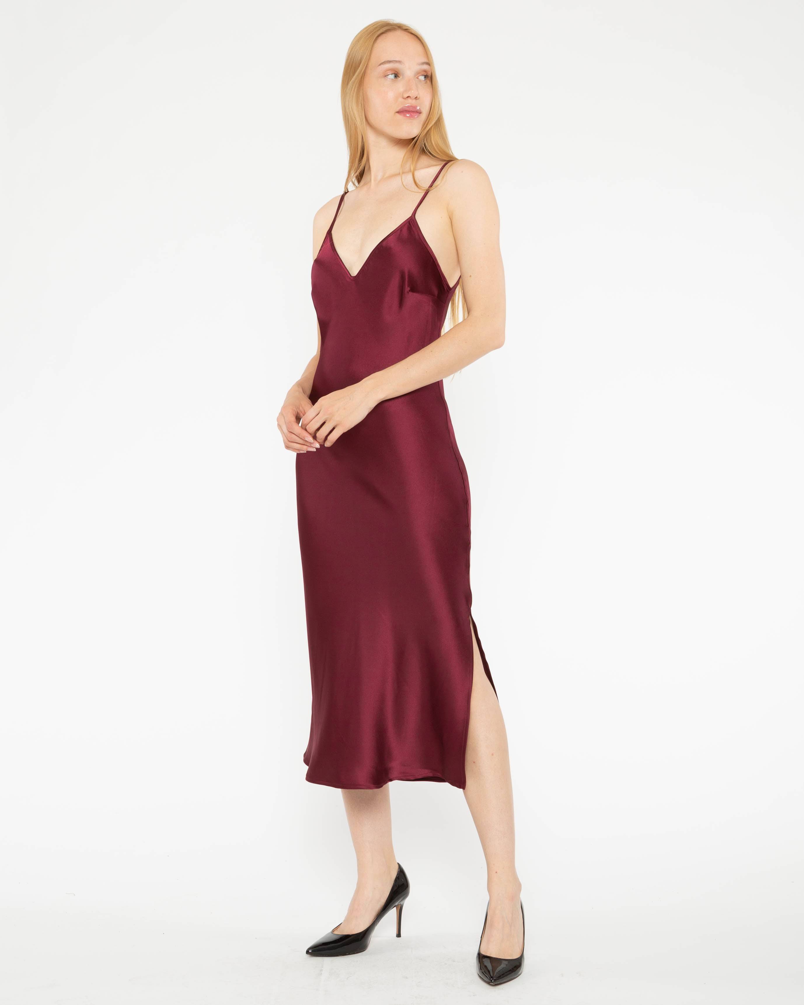 Wine Satin Slip Dress | Ripley Rader Wine Satin Slip Dress | Ripley Rader