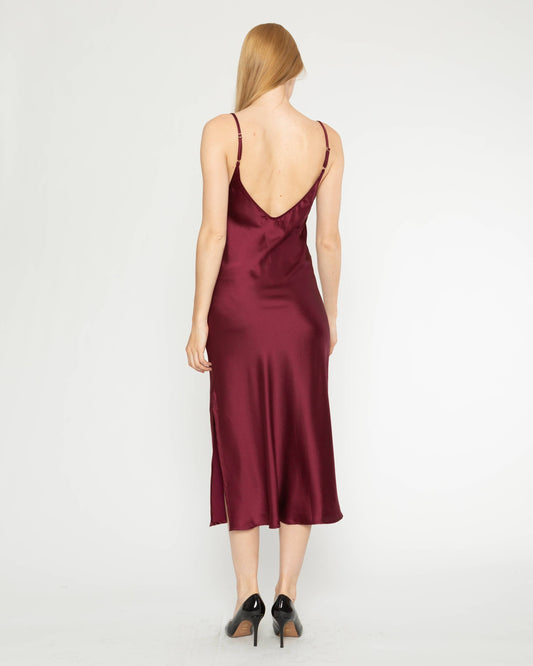 Wine Satin Slip Dress