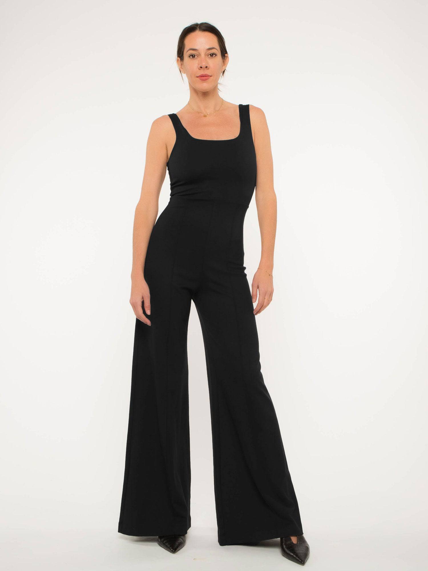 BiancoGhiaccio Black shops Sleeveless Wide-Leg Pant Jumpsuit 48IT 12US