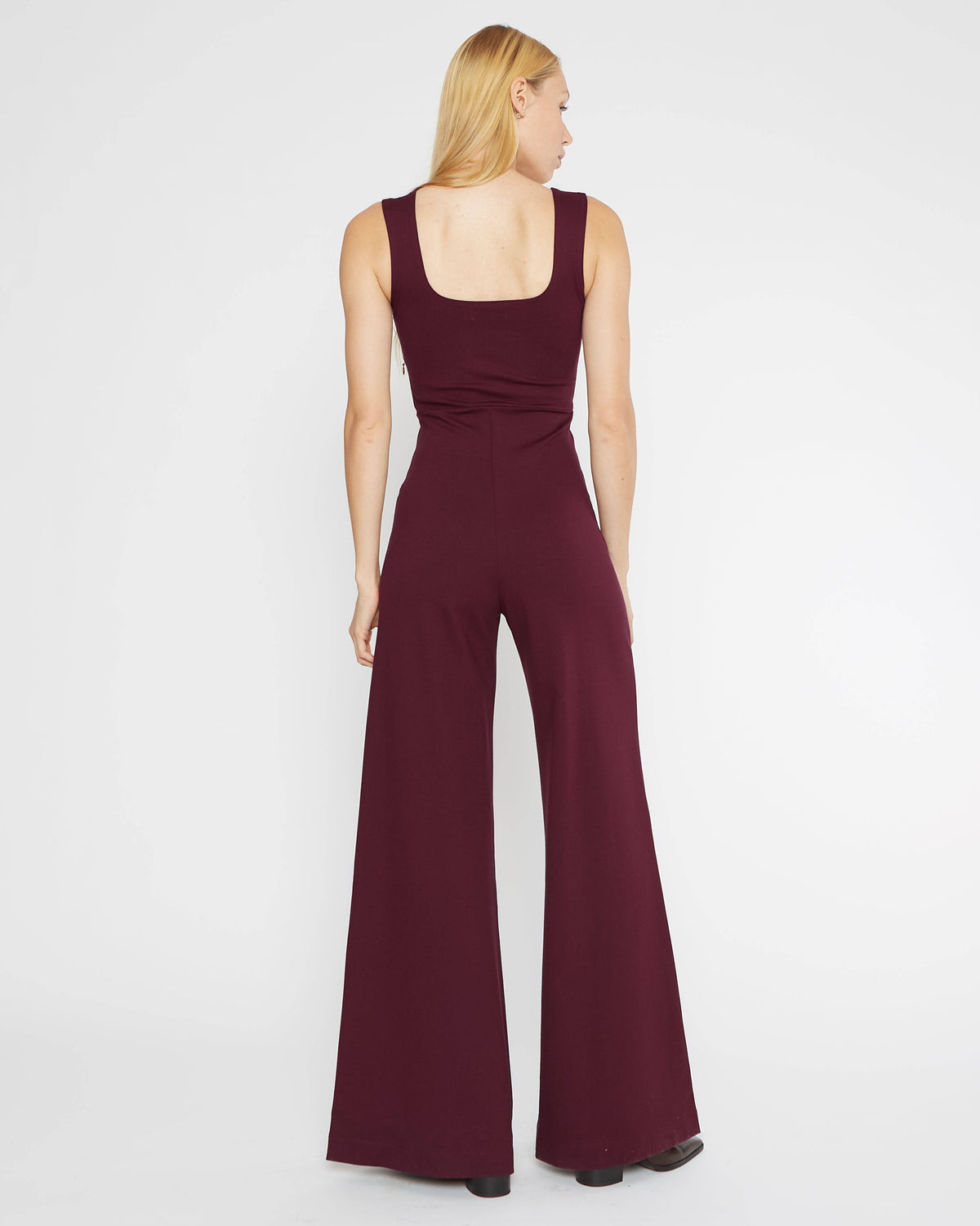 Elderberry Ponte Knit Tank Wide Leg Jumpsuit