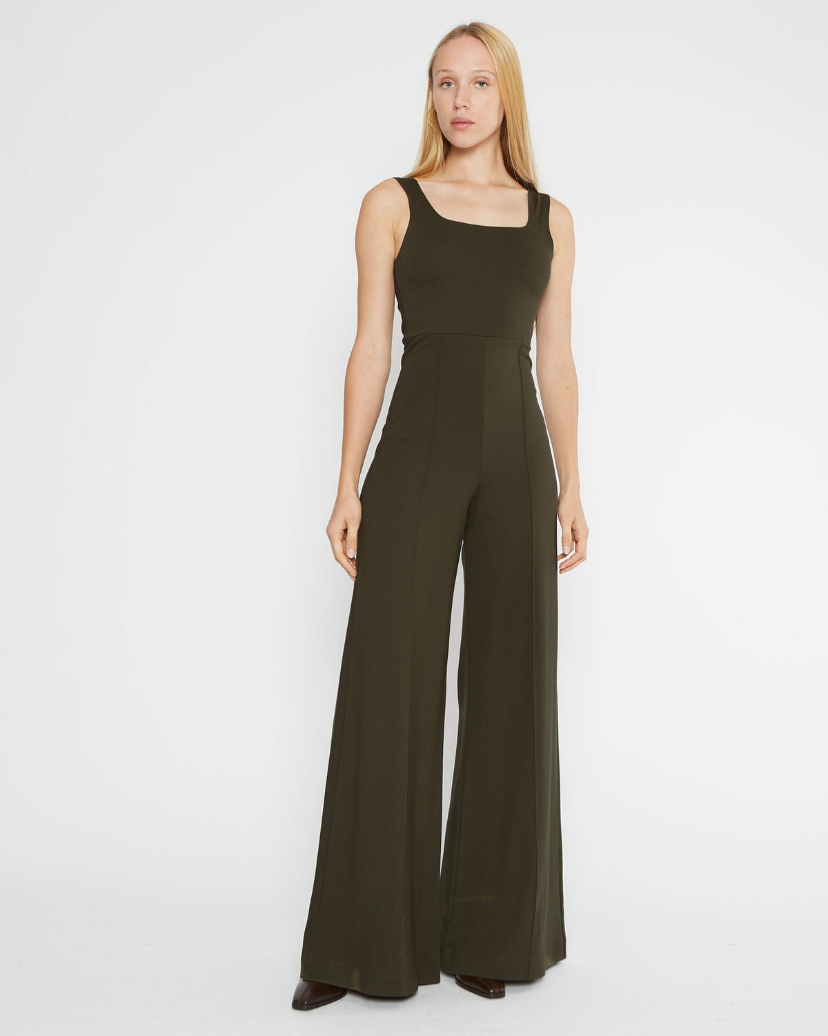 Olive Knit Tank Wide Leg Jumpsuit