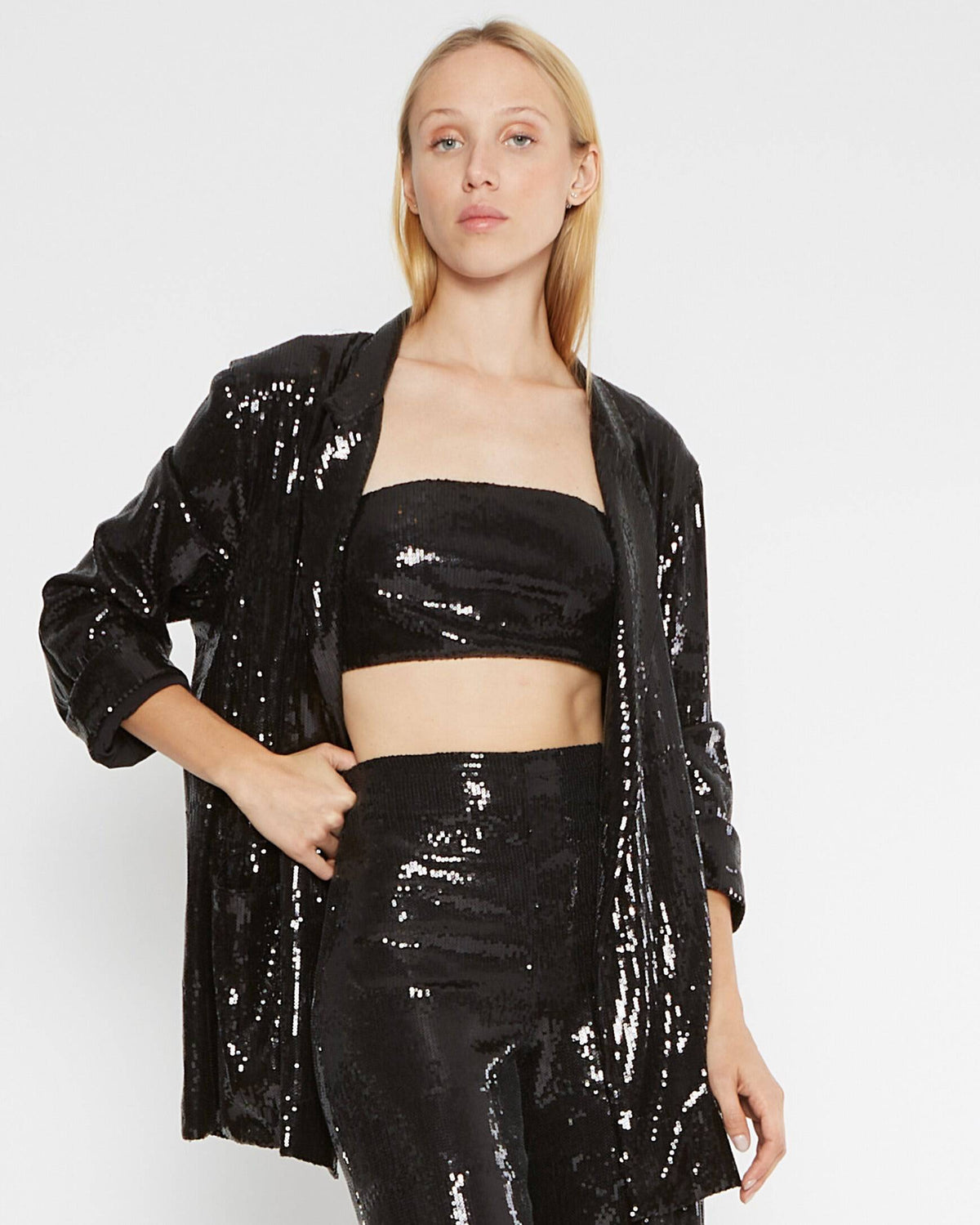 Black Sequin Oversized Blazer