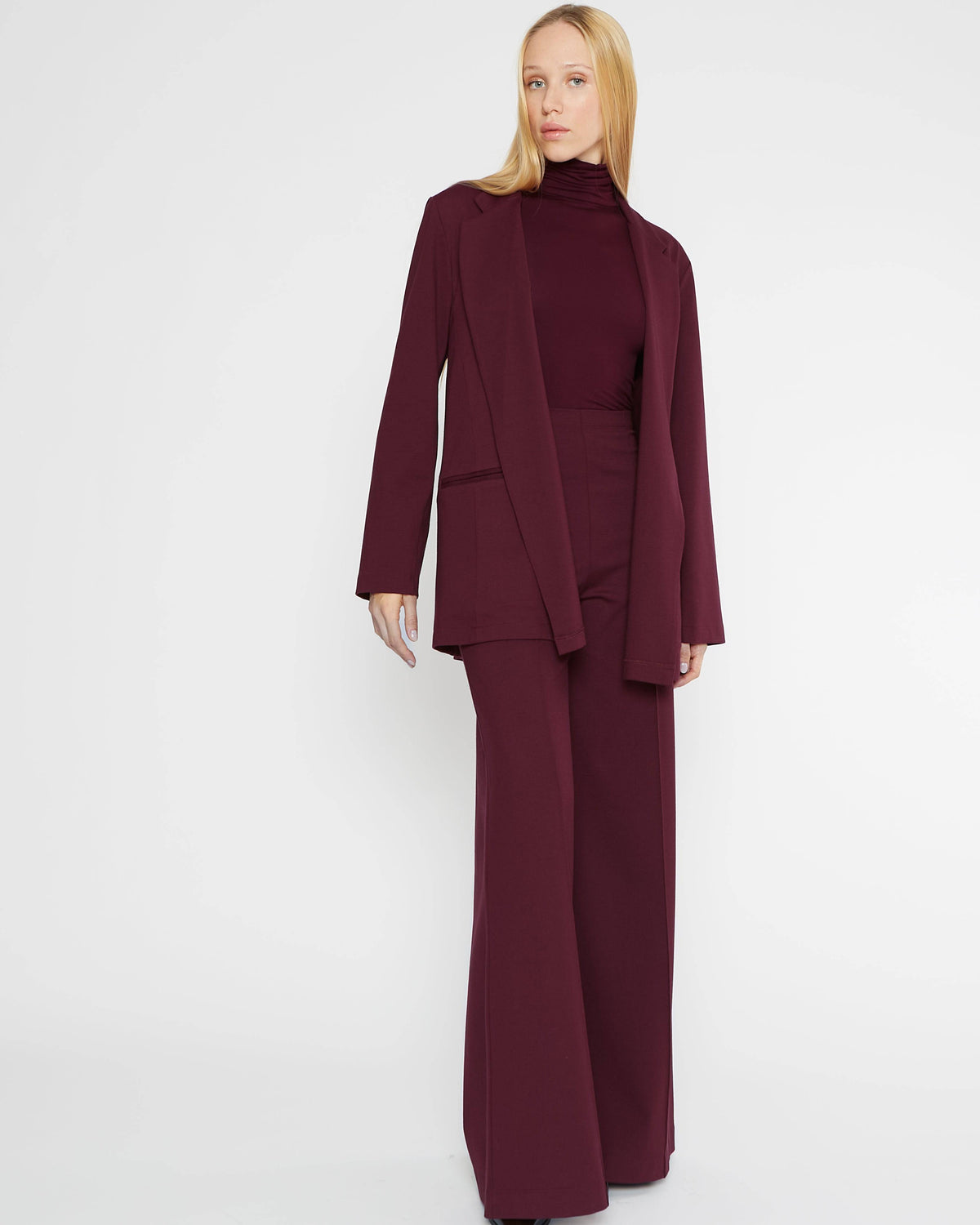 Elderberry Ponte Knit Oversized Blazer