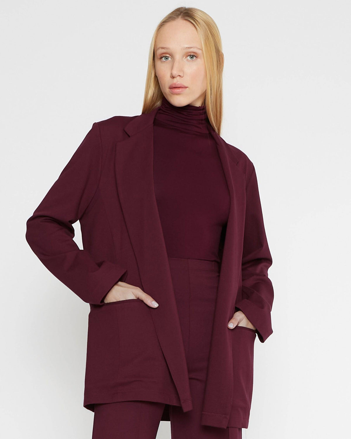 Elderberry Ponte Knit Oversized Blazer