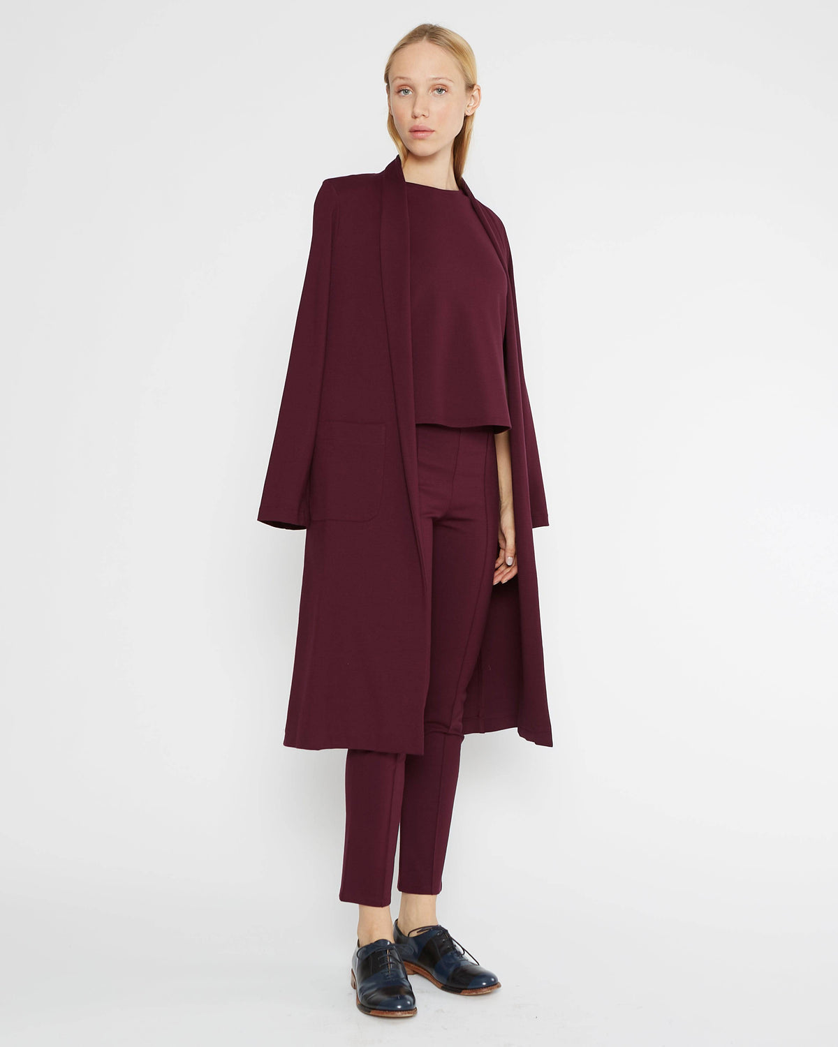 Elderberry Ponte Knit Smoking Jacket