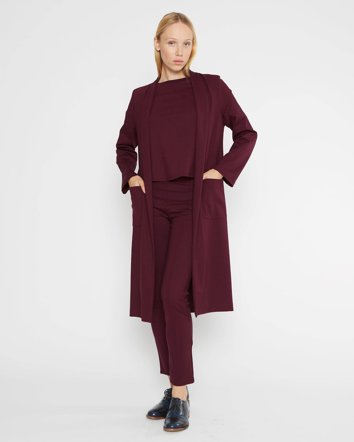 Elderberry Ponte Knit Smoking Jacket