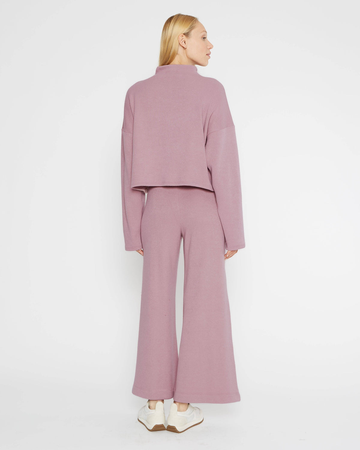 Lilac Sweater Knit Cropped Wide Leg Pant