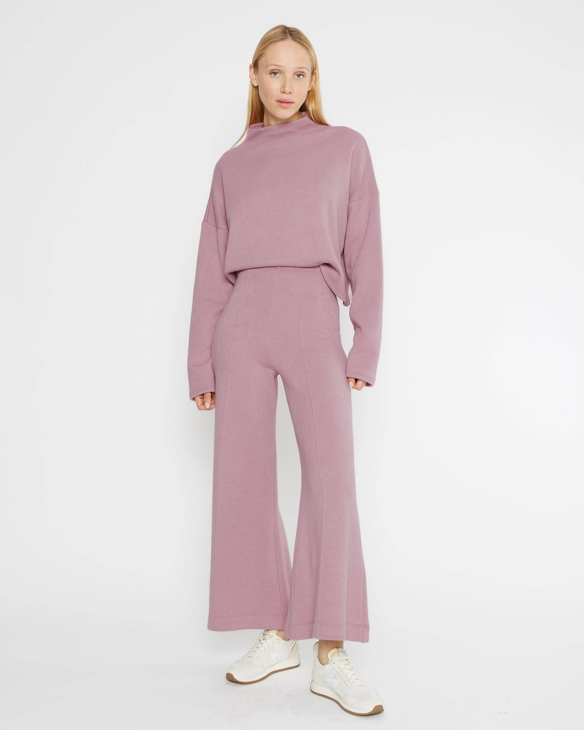 Lilac Sweater Knit Cropped Wide Leg Pant