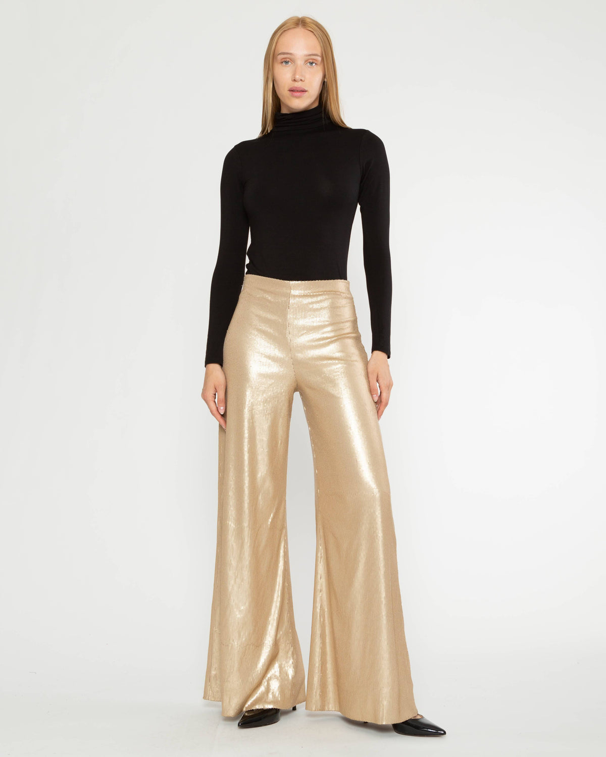 Matte Gold Sequin Wide Leg Pant