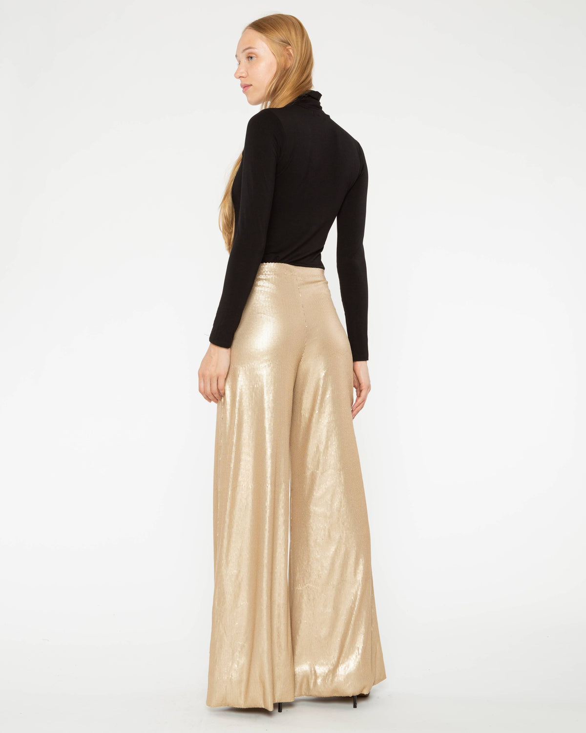 Matte Gold Sequin Wide Leg Pant