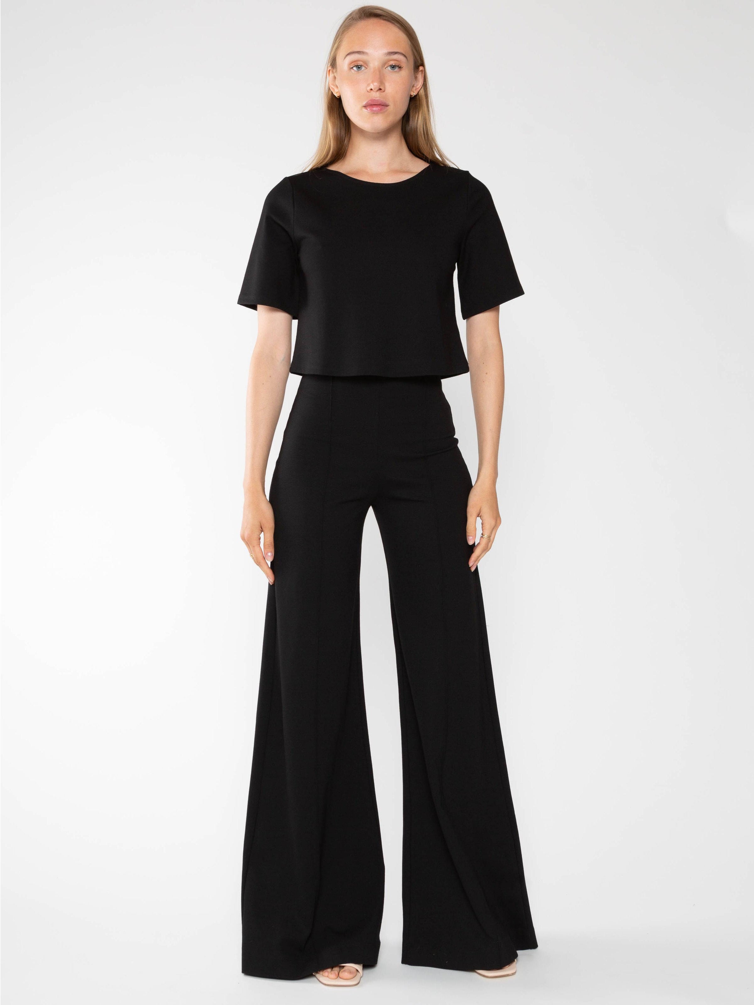 Quince + Ultra Stretch Ponte Cropped Wide Leg Pant