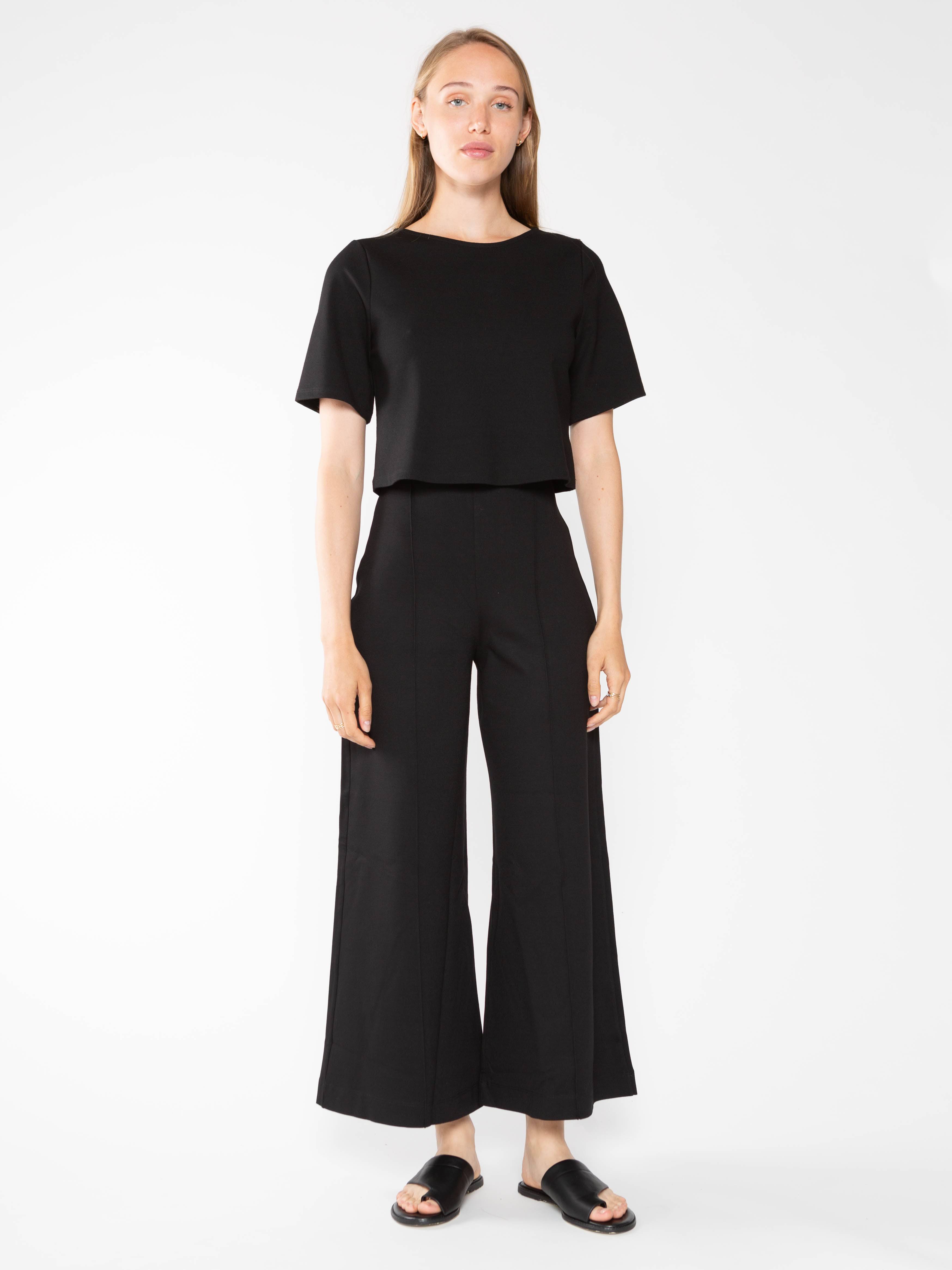 Wide leg cropped outlet pants black