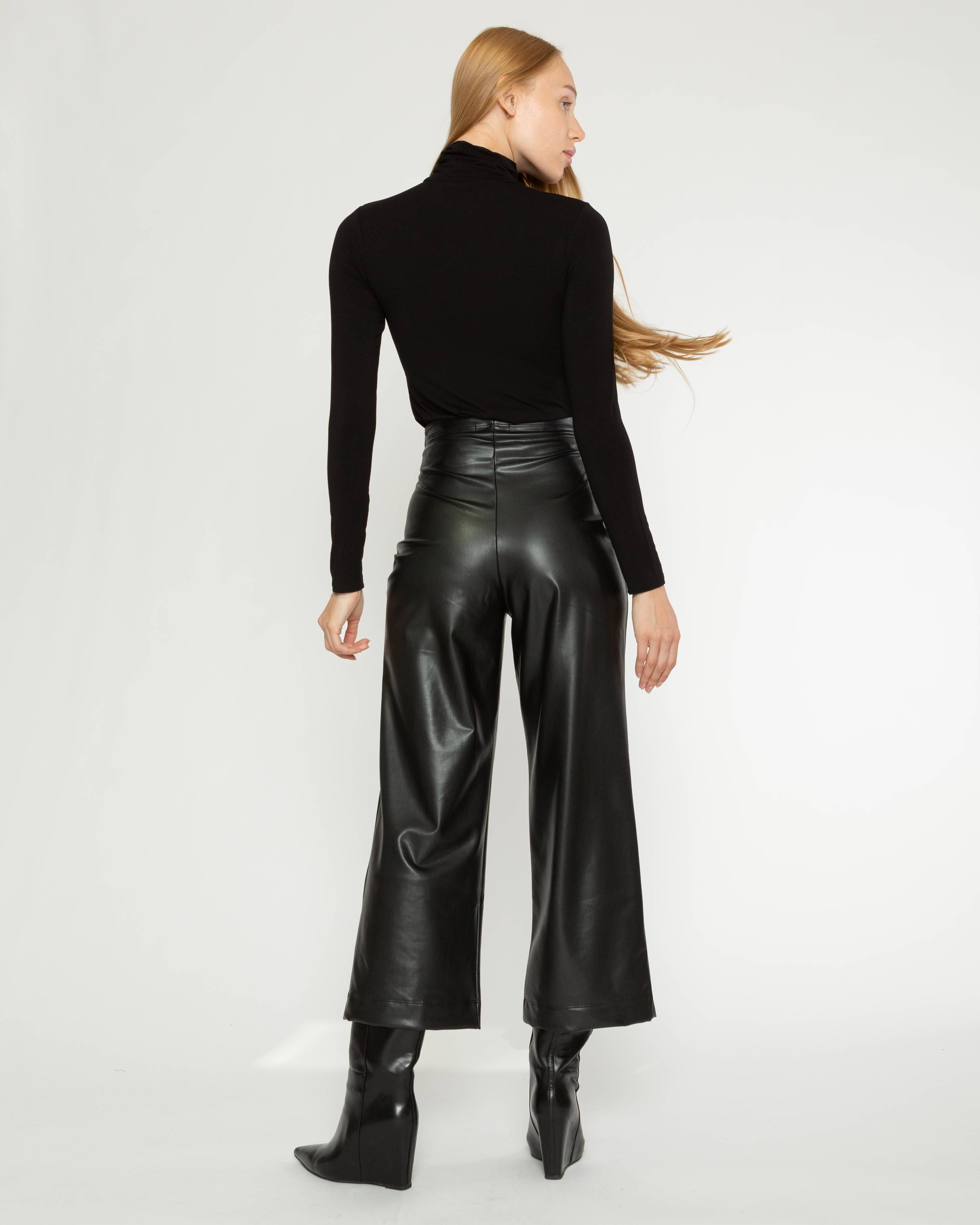 Leather straight hot sale leg pants