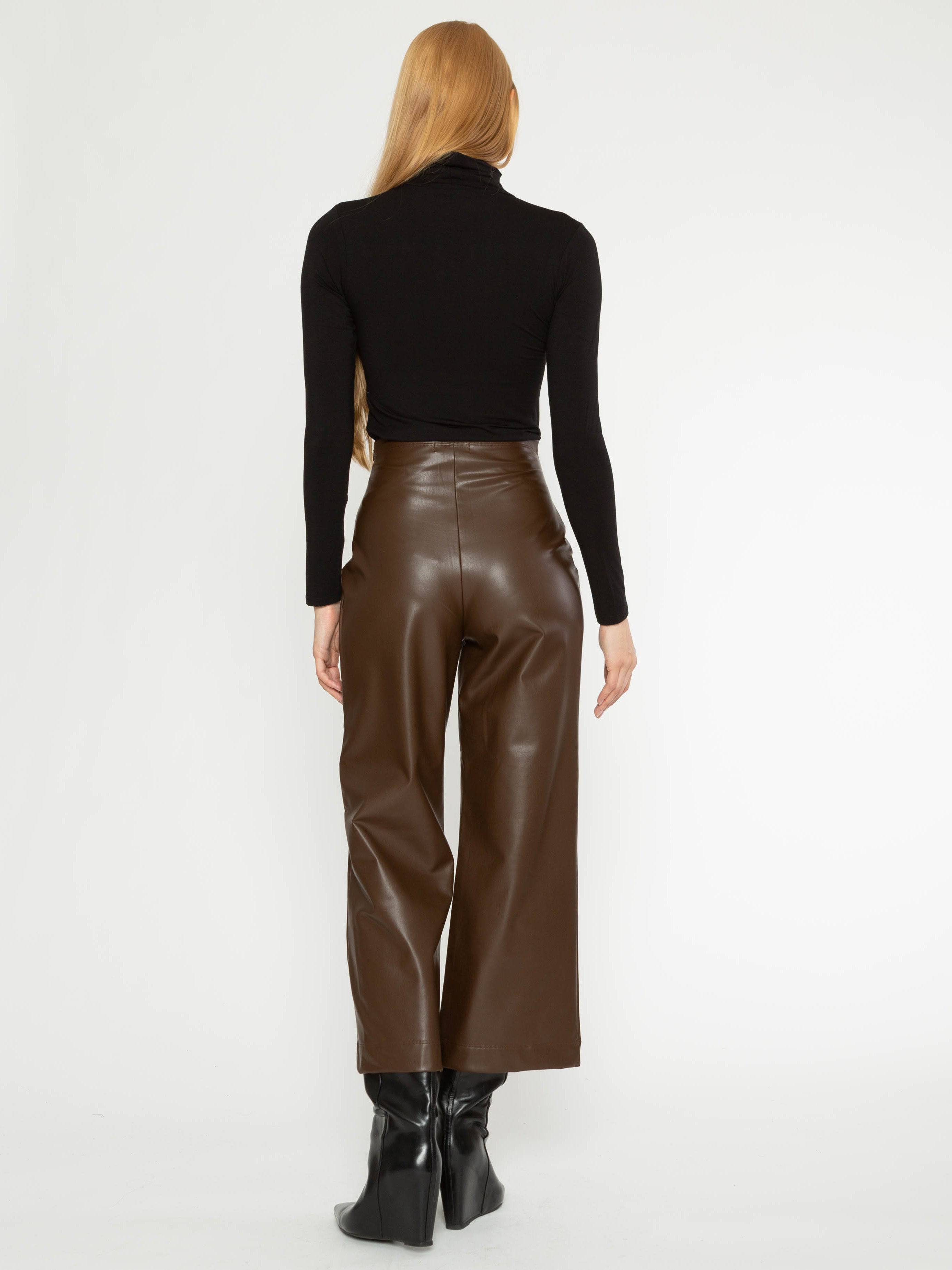 Cropped Baggy Leather Trouser in Black – Serafina
