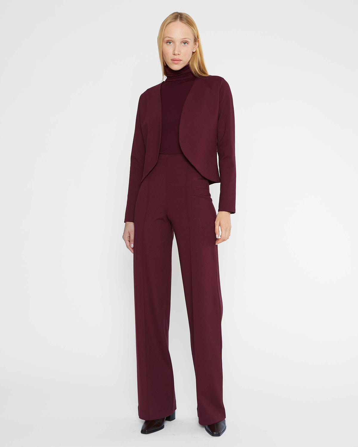 Elderberry Ponte Knit Straight Leg Pant