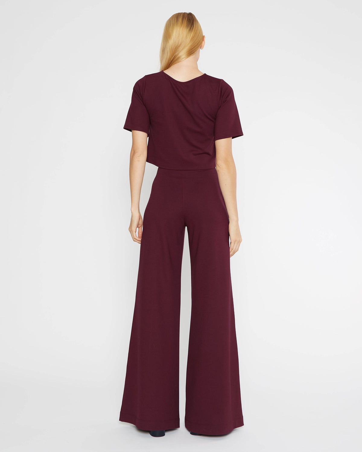 Elderberry Ponte Knit Wide Leg Pant