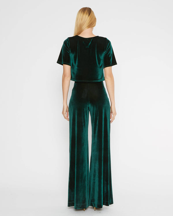 Emerald Velvet Wide Leg Pant