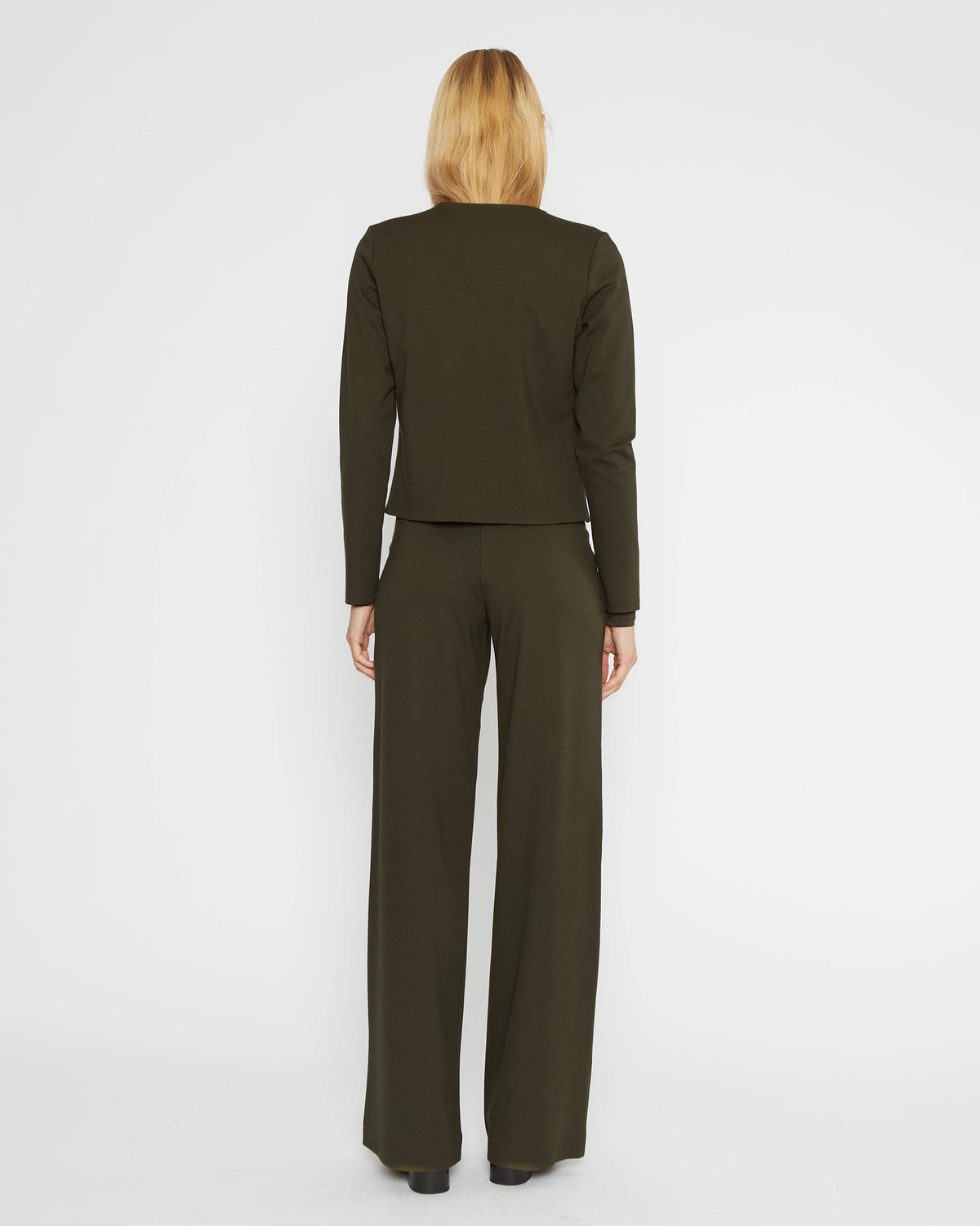 Olive Ponte Knit Straight Leg Pant