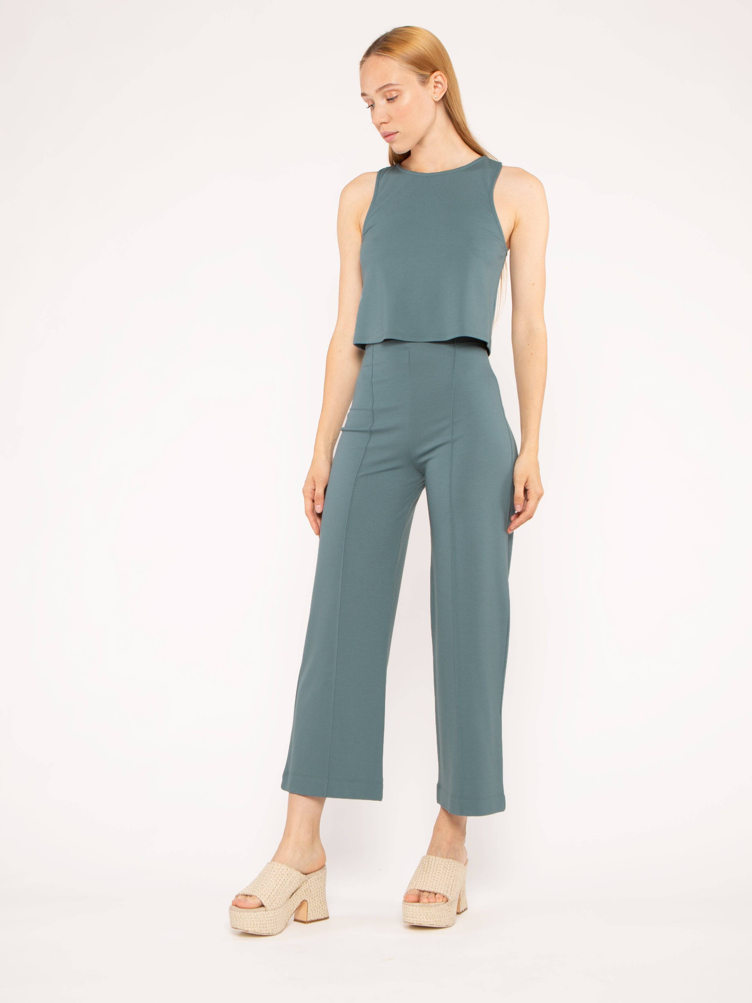 Sea Blue Ponte Knit Straight Leg Pant Cropped Ripley Rader