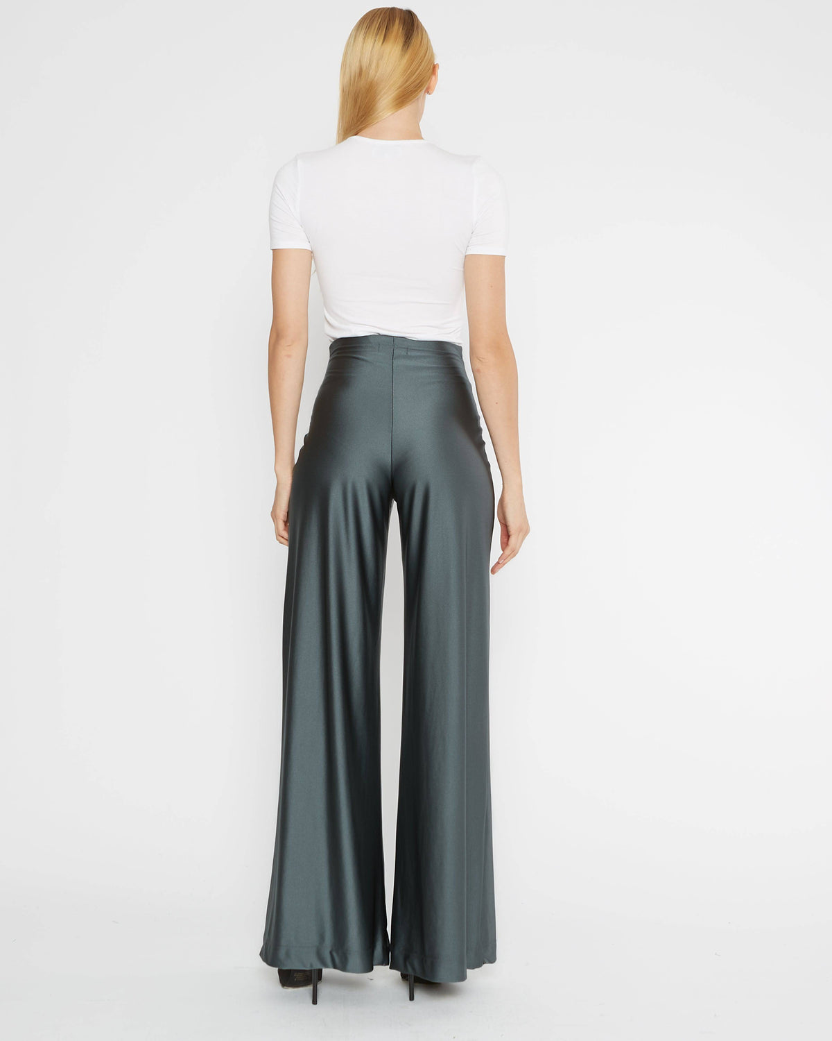 Slate Sateen Stretch Wide Leg Pant