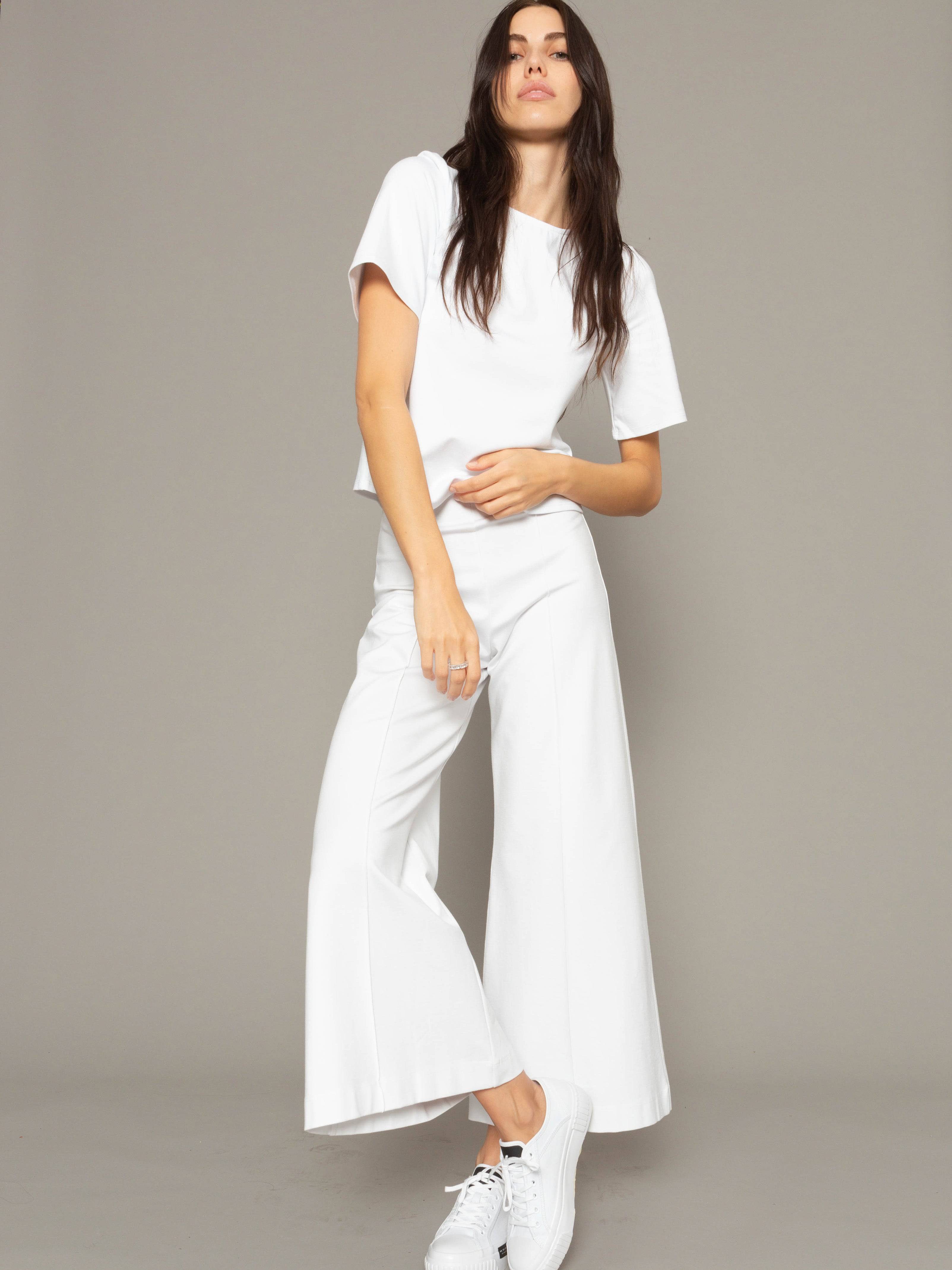 Buy 4 Way Stretch High-waist trousers-White Online | Urban Poche
