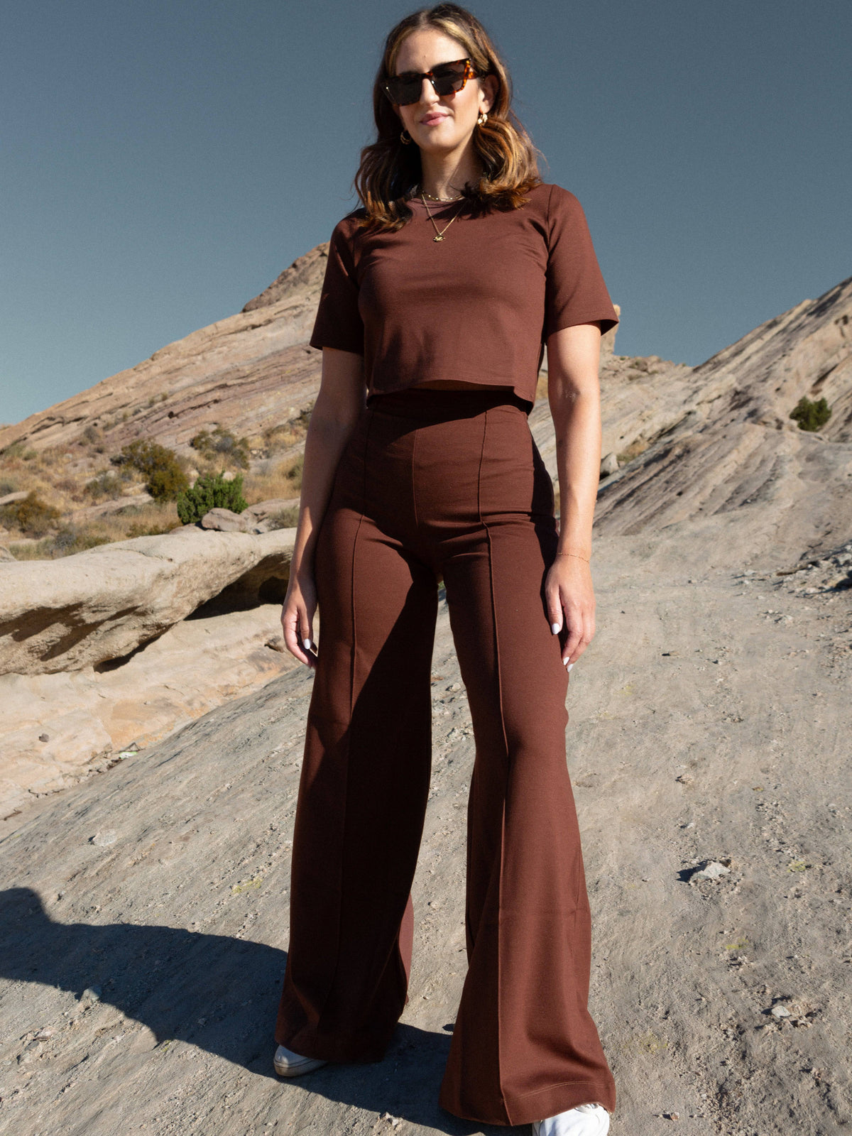 TENACITY : Wide leg pants with stud and eyelet decoration