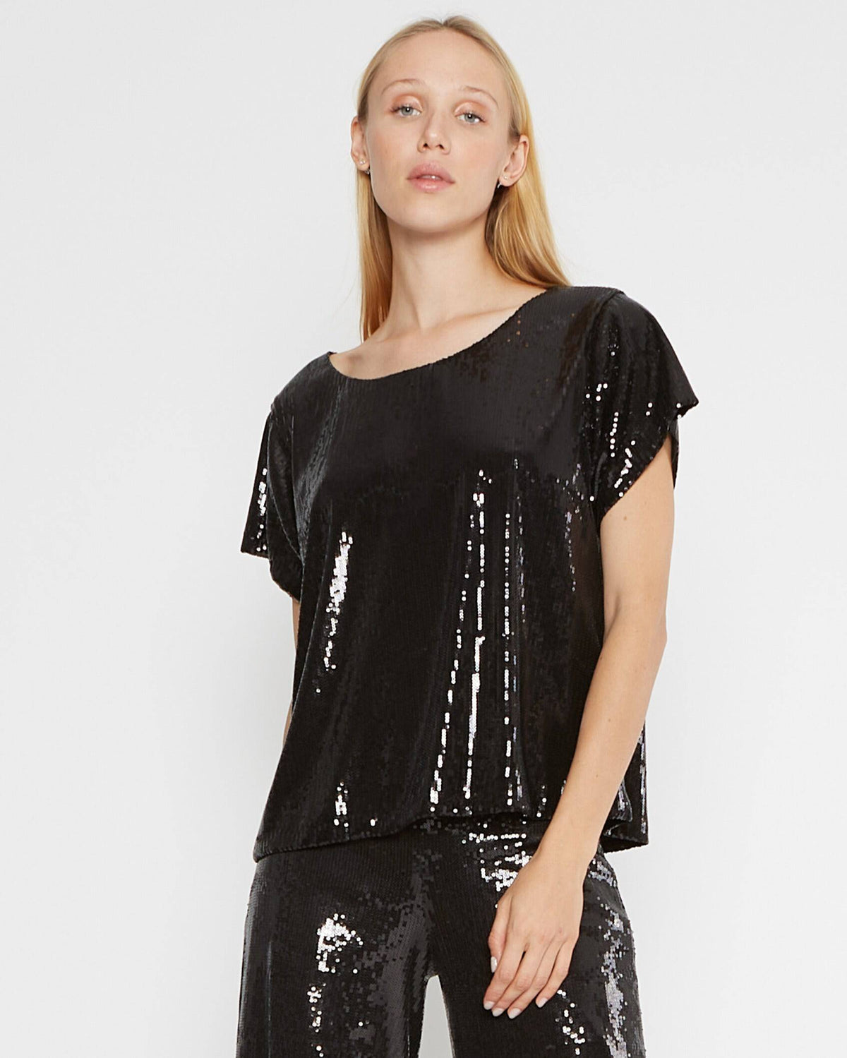 Black Sequin Every Day Top