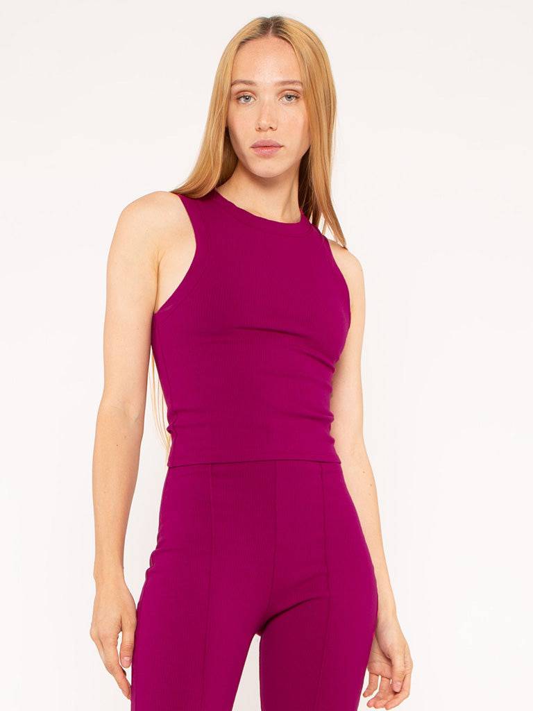 Magenta Fitted Rib Tank Top