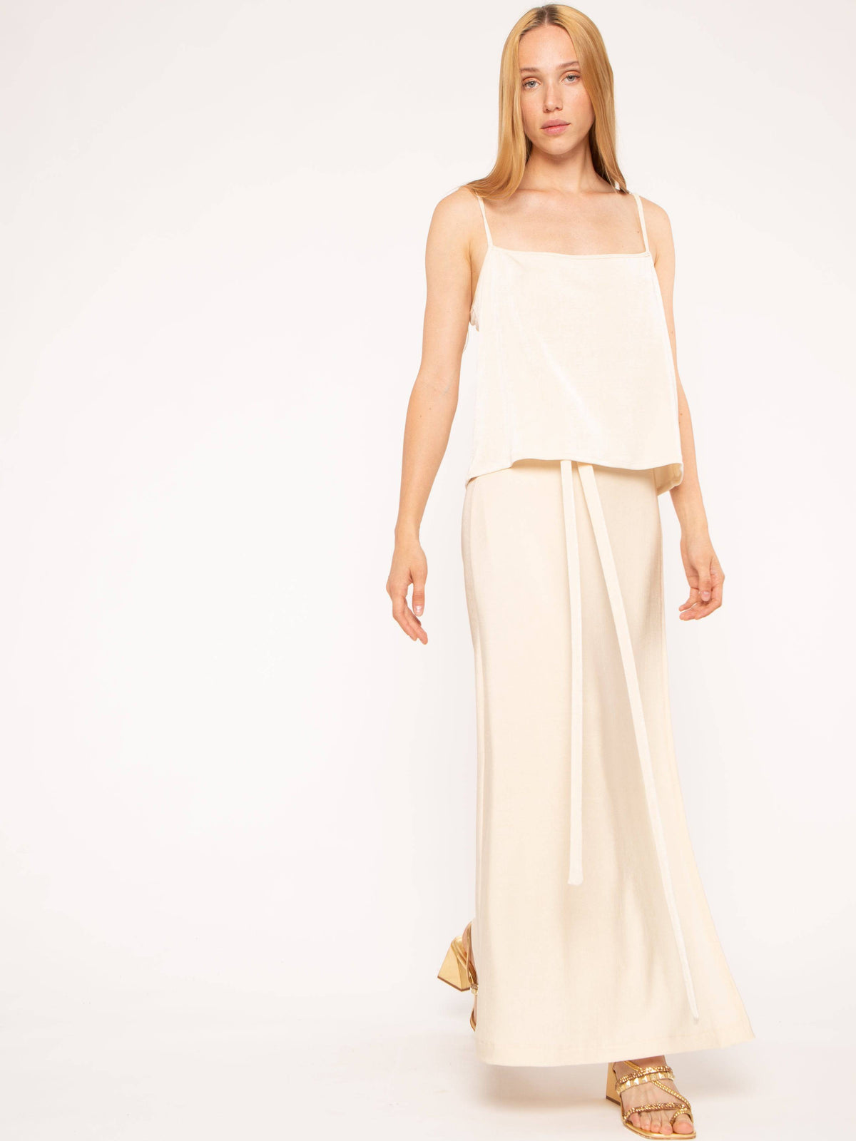 Cream Slinky Wrap Skirt